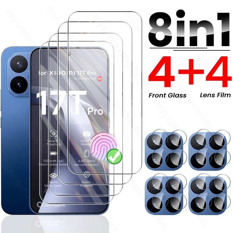 8To1 Tempered Glass for Xiaomi 14T 15T 17T Pro 5G Screen Protectors Xiaomi14T Xiaomi15T Xiaomi17T Camera Glass Xiomi Mi15T Mi17T