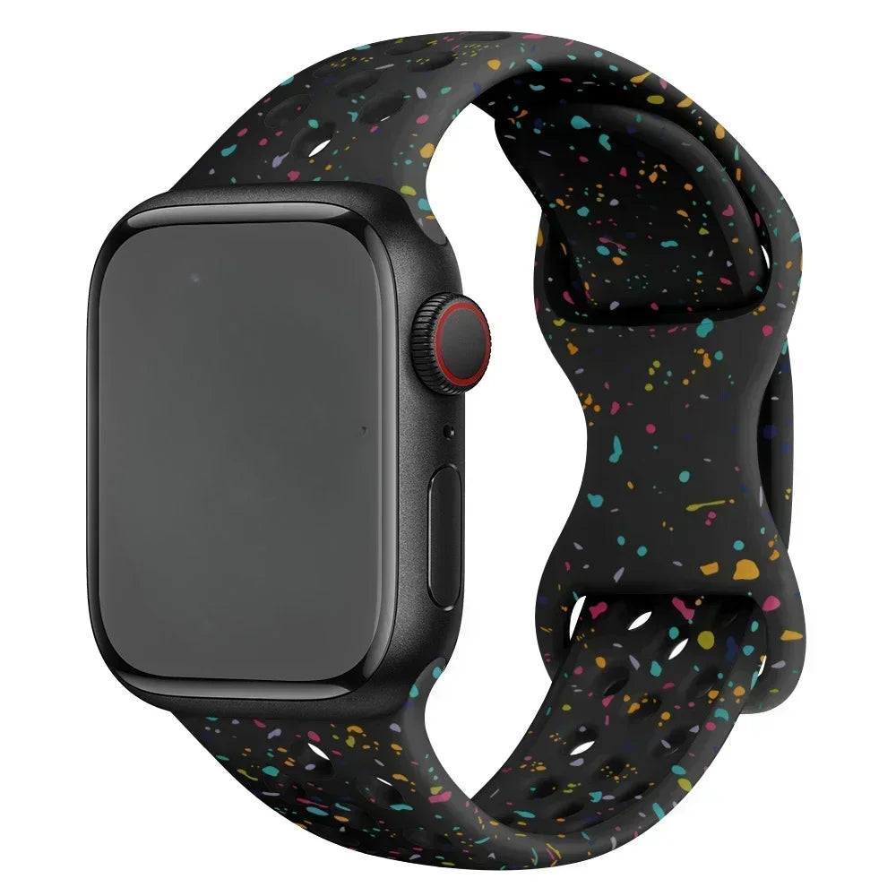 Original Silicone Strap For Apple Watch Band 49mm 44mm 45mm 40mm 42mm Breathable Correa for iWatch Series10 9 8 SE 7 6 Ultra