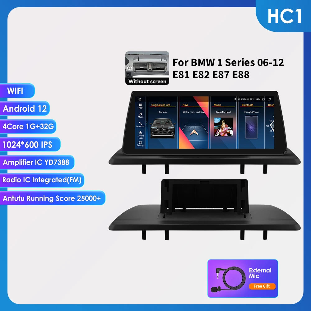 10.25" Smart Car Systems for BMW 1 Series 06-12 E81 E82 E87 E88 Without Screen with Support Wireless Carplay Android Auto RDS BT