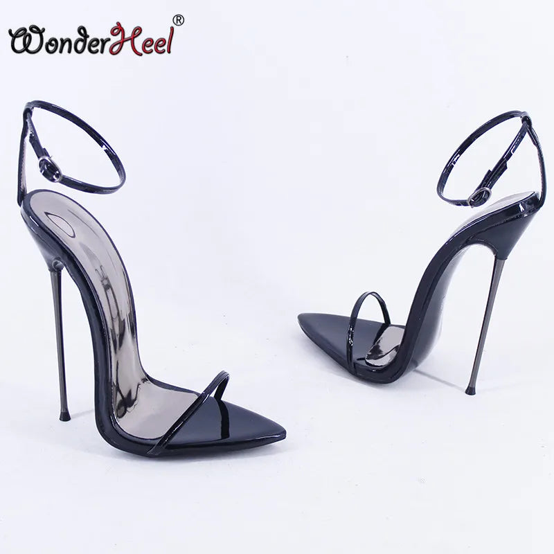 Wonderheel Summer Extreme Ultra Thin Heel 16cm Stiletto Heel Sexy Pointed Toe Ankle Straps Slim High Heels Sandals In Stock