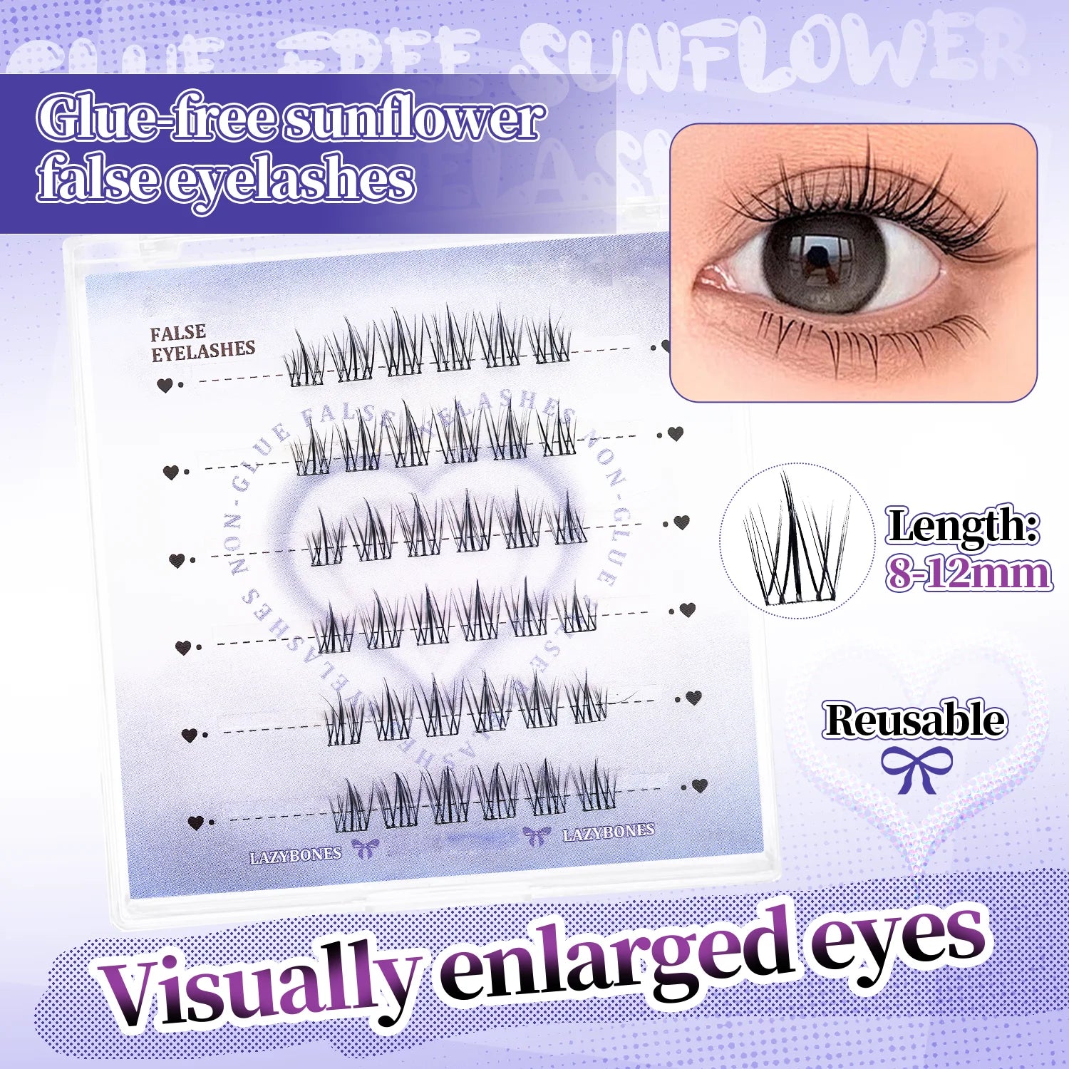 Glue Free False Eyelash, Natural Style False Eyelash, Reusable, Suitable for Beginners, ACE & Lazy Trilogy Style