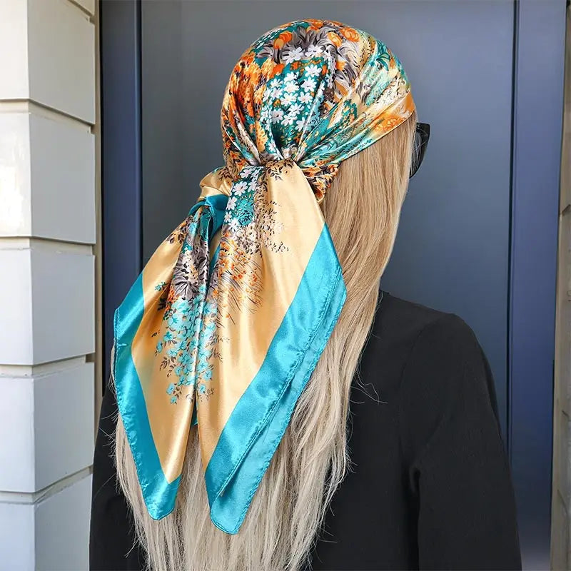 Leopard Square Silk Scarf Women Luxury Brand Satin Print Hijab Scarves Pareo Bandana Female Shawl Wrap Headband Foulard 90*90cm