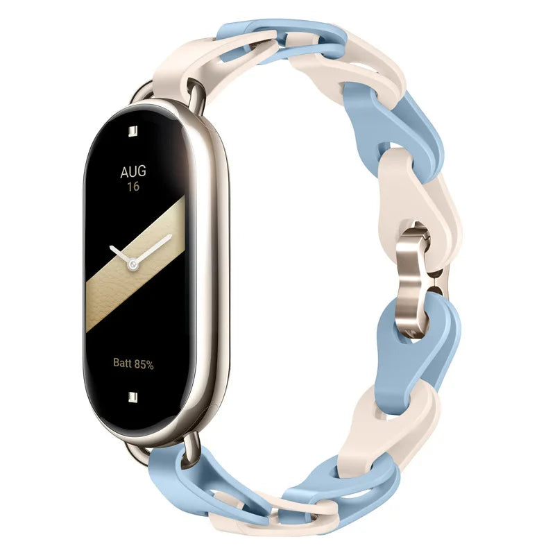 Rubber Strap for Xiaomi Mi Band 9 Stainless Steel Buckle Bracelet for Miband 8 NFC Fashion Lady Style Replacement Silicone Band
