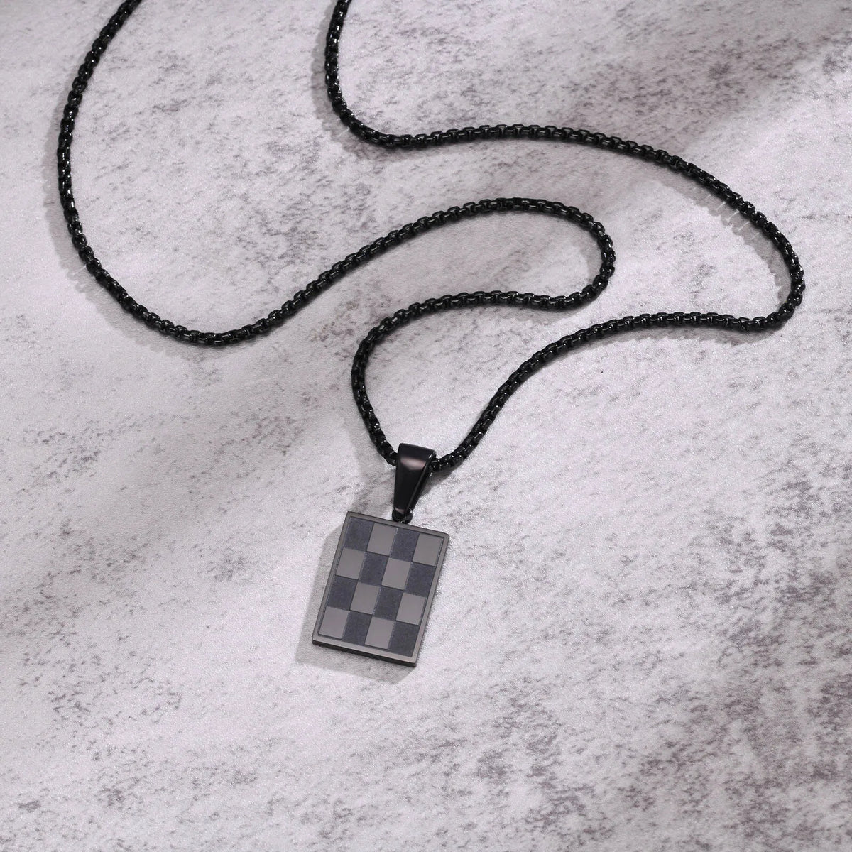 Vnox Small Dogtags Pendant Necklaces for Men, Black Silver Color Stainless Steel Military Dog Tag with Box Chain Gift to Him