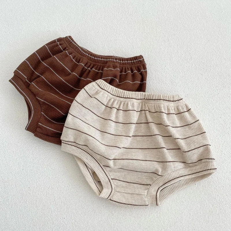 Children's Clothing 0-3 Year Old Summer New Striped Pure Cotton Boy T-Shirt Shorts Set Beach Vacation Girl Short Sleeved Set