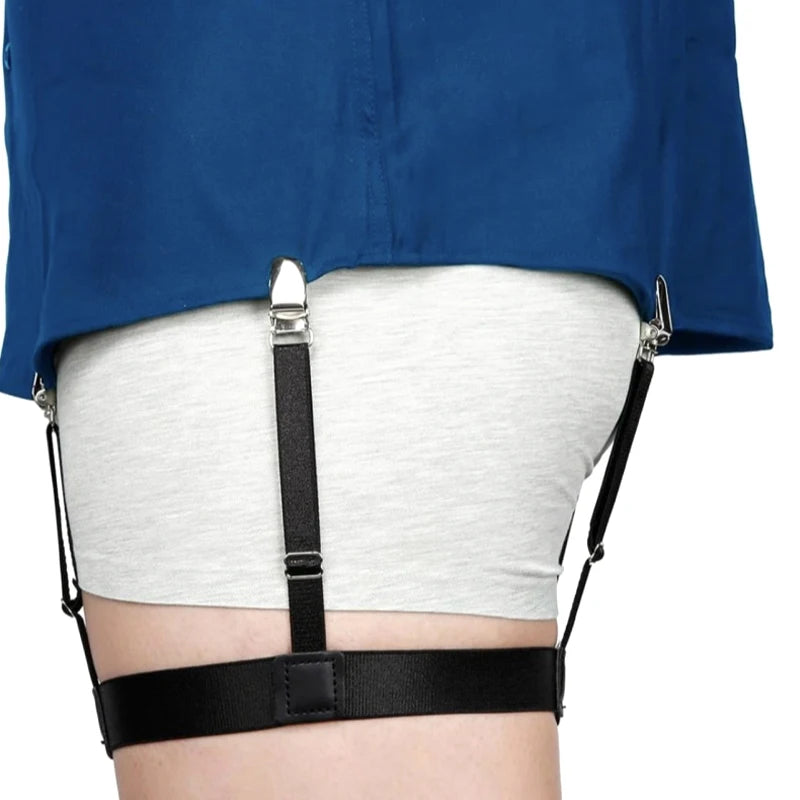 **1 Pair Men Shirt Stays Belt With Non-slip Locking Clips Keep Shirt Tucked Leg Thigh Suspender Garters Adjustable Locking Strap
