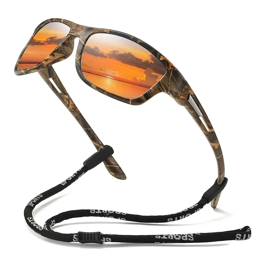 Fashion Camouflage Pattern Sports Sun Glasses With Chain Men Women Cycling Climbing Skiing Sunglasses Driving Eyewear