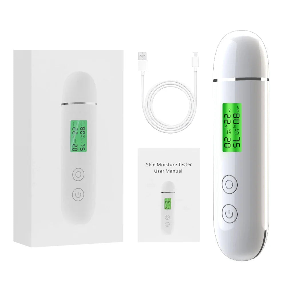 Portable Rechargeable Skin Analyzer Detector LCD Digital Water Oil Moisture Tester Fluorescent Agent Detection Face Care Tool