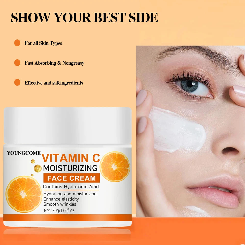 Vitamin C Moisturising Cream Repair Anti-aging Essence Facial Skin Care Contains Hyaluronic Acid Dark Spot Remover Moisturizing