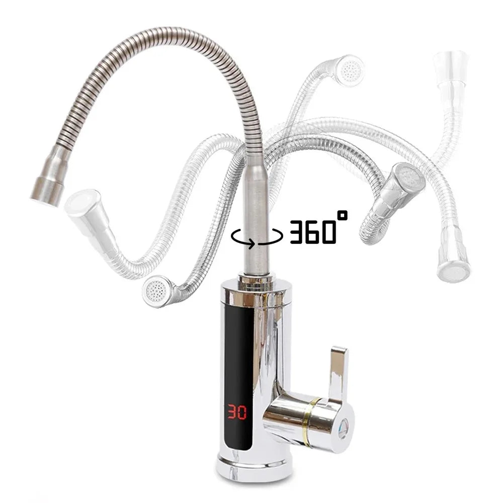 360° Rotation Electric Faucet Heater For Instant Hot Water 3KW with LCD Display for Energy Saving