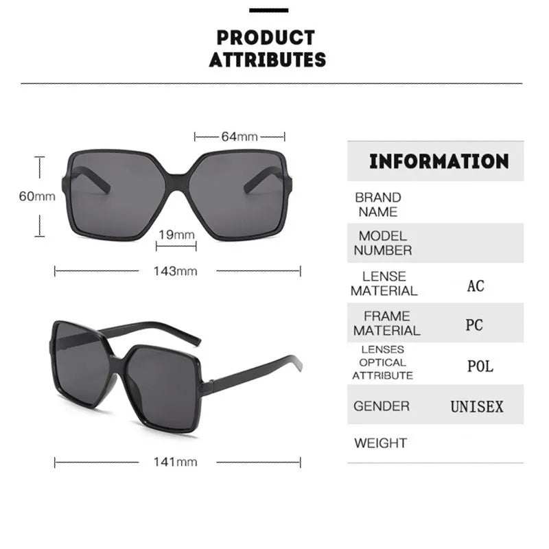2PCS Brand Designer Fashion Oversized Sunglasses Women Plastic Female Big Frame Gradient Sun Glasses UV400 gafas de sol mujer