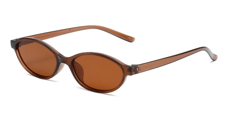 Cute Oval Small Frame Sunglasses Women New Retro Style Sexy Brown Sun Glasses Ladies Trendy Fashion Decorative Shades Eyeglass