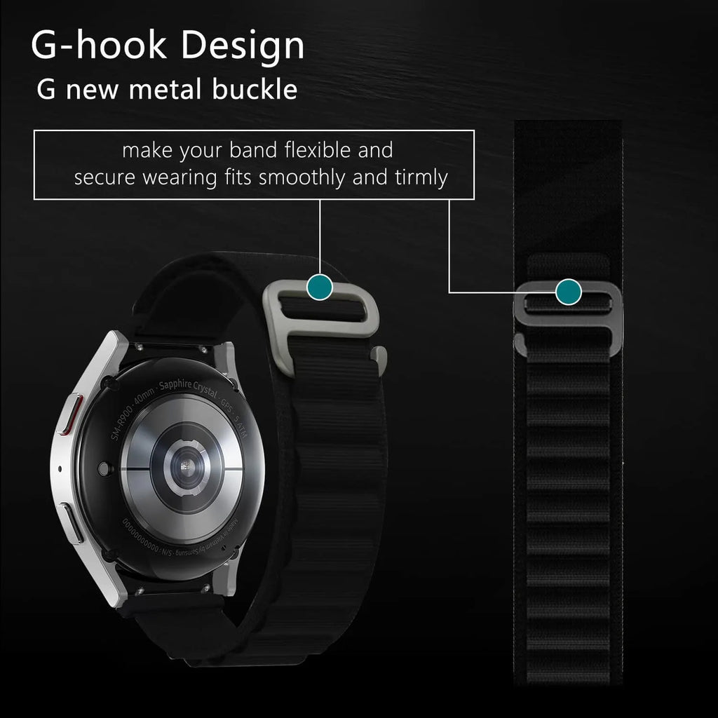 C-Type Buckle Band for Garmin Fenix E 47mm/6 Pro/6/8 47mm/5/5 Plus/7/7 Pro/7 Solar/7 Sapphire Solar Band, Nylon Breathable Strap