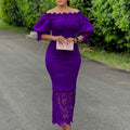 Dashiki African Women Gown Hollow Out Party Dress Sexy Long Sleeve Round Neck Ladies Elegant Solid Pullover High Waist 2024