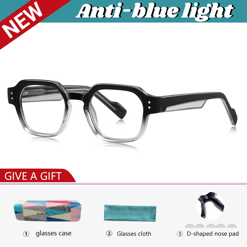 VICKY New Fashion Geometric Square Simple Design Men's and Women's Anti-Blue Light Glasses Customizable Prescription LS105