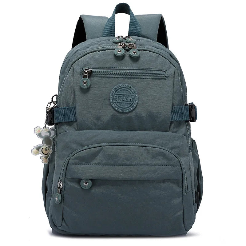 A4 Large Capacity Nylon Men Women Laptop Backpack Lightweight Waterproof Schoolbag Travel Bag Green Blue Red Pink Black M2303