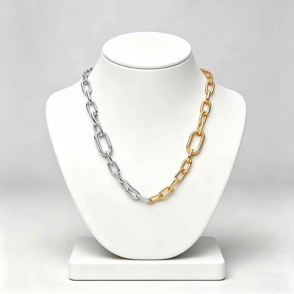 2026 New 925 Pure Silver Chain Y-shaped Necklace Two tone Splicing Necklace for Women's Fashion DIY Jewelry Gifts