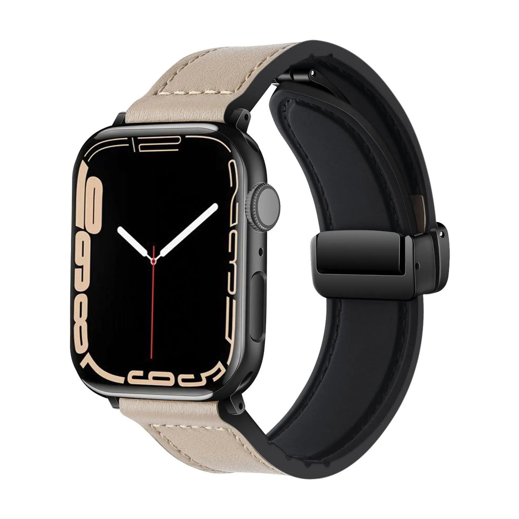 Strap for Apple watch band 45mm 44mm 40mm 42 41mm Ultra 49mm Genuine Leather+Silicone bracelet correa iWatch series 9 8 7 6 5SE
