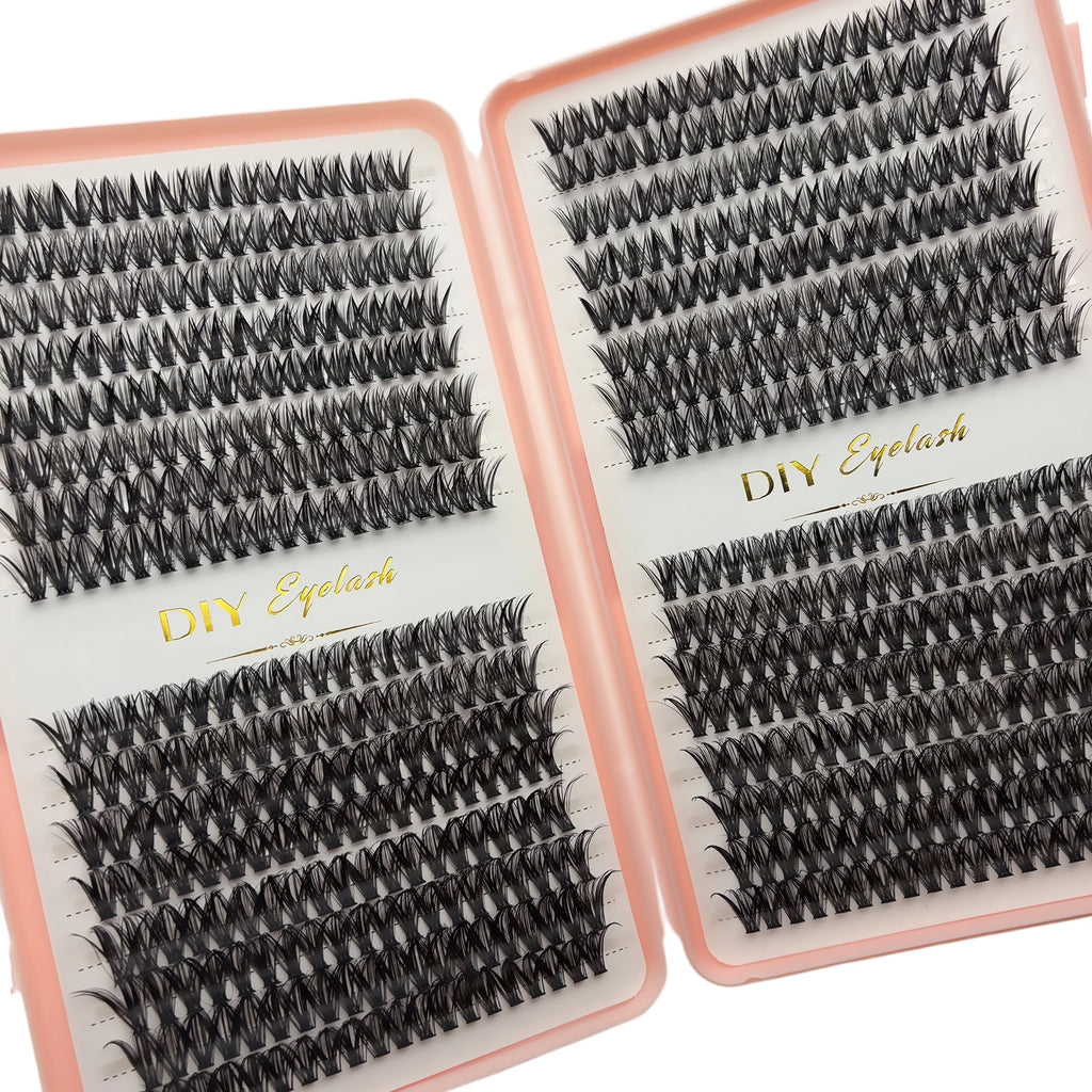 Individual Lashes 10-14mm 640pcs Cluster Lashes Natural Look Mixed Tray DIY Eyelash Extension Volume Clusters Eyelashes