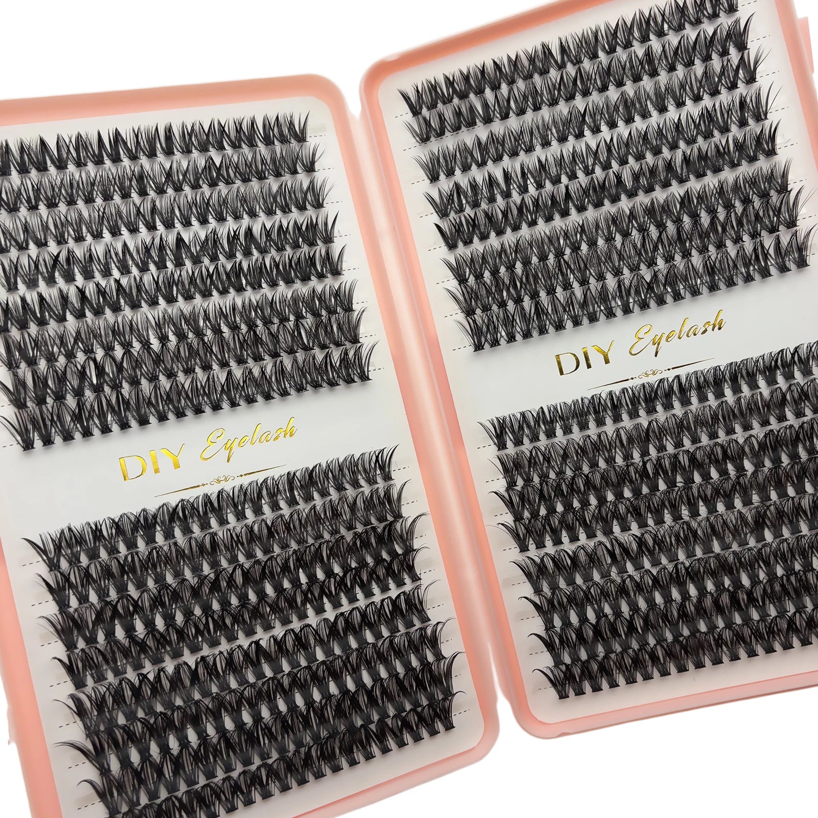 Individual Lashes 10-14mm 640pcs Cluster Lashes Natural Look Mixed Tray DIY Eyelash Extension Volume Clusters Eyelashes