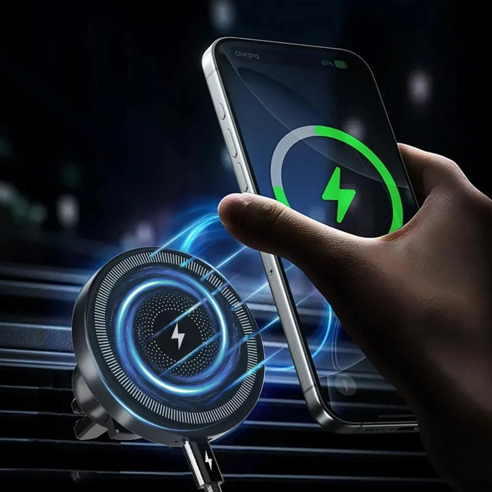 Car Air Vent Magnetic Wireless Charger Phone Holder Stand For iPhone 17 16 Pro Max 15 14 13 12 Fast Charging Cellphone Bracket