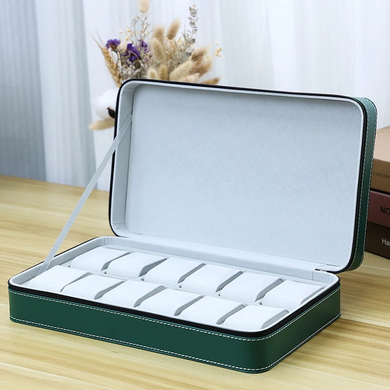2024 New 6/10/12 Girds Portable Watch Storage Boxes Organizer with Zipper Classic Style Multifunctional Watch Display Box