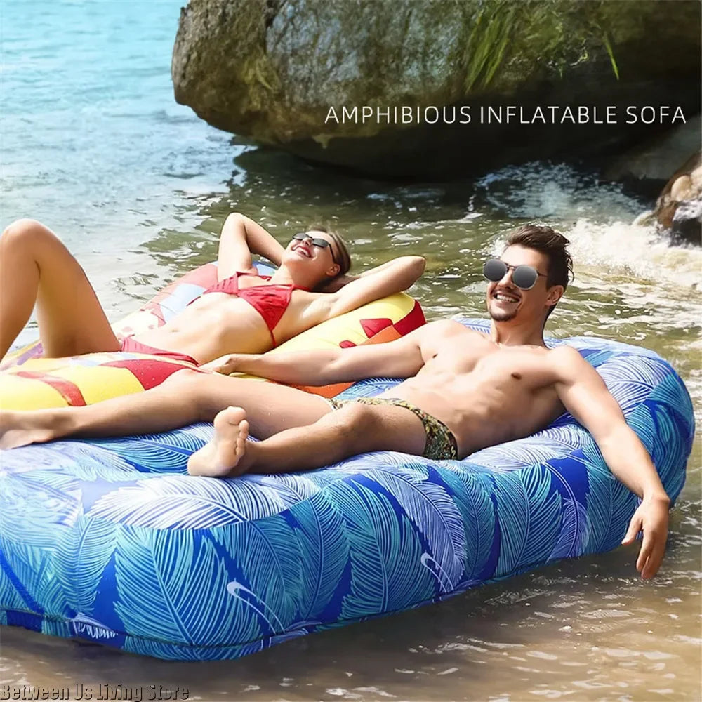 Luxury Inflatable Sofa Bed - Extra Wide Non-Roll Design for Beach, Garden & Indoor | Quick Setup Air Lounger