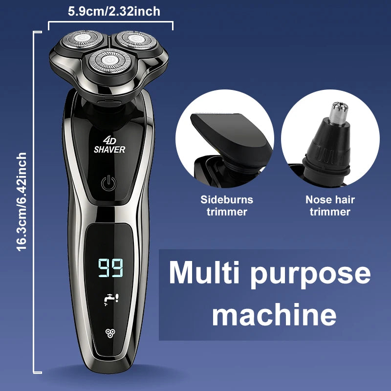 Men's three-blade electric shaver, USB charging, can choose to add , nose hair device,and  sideburns knife