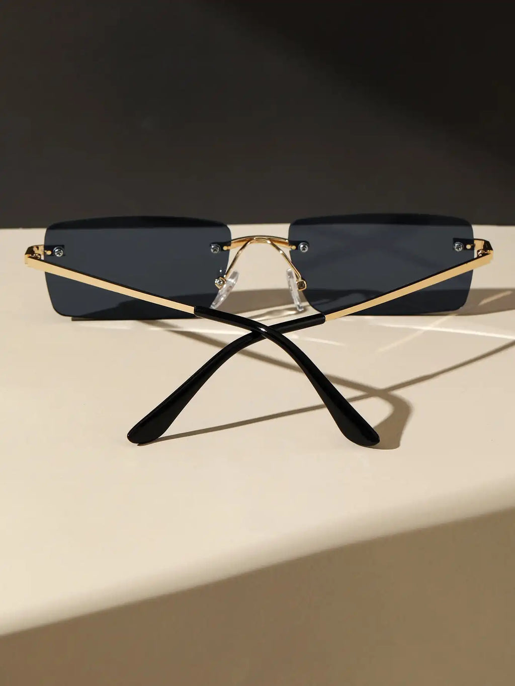 1/2PCS Unisex Metal Square Frame Fashio Rimless Sunglasses For Outdoor Beach Party