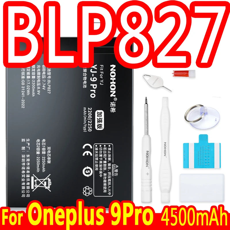NOHON Battery For Oneplus 10 Pro 9 8 7 6 5 8T 7T 6T 5T 9RT 9R 10R Battery For One Plus BLP899 BLP827 BLP699 BLP685 BLP801 BLP861