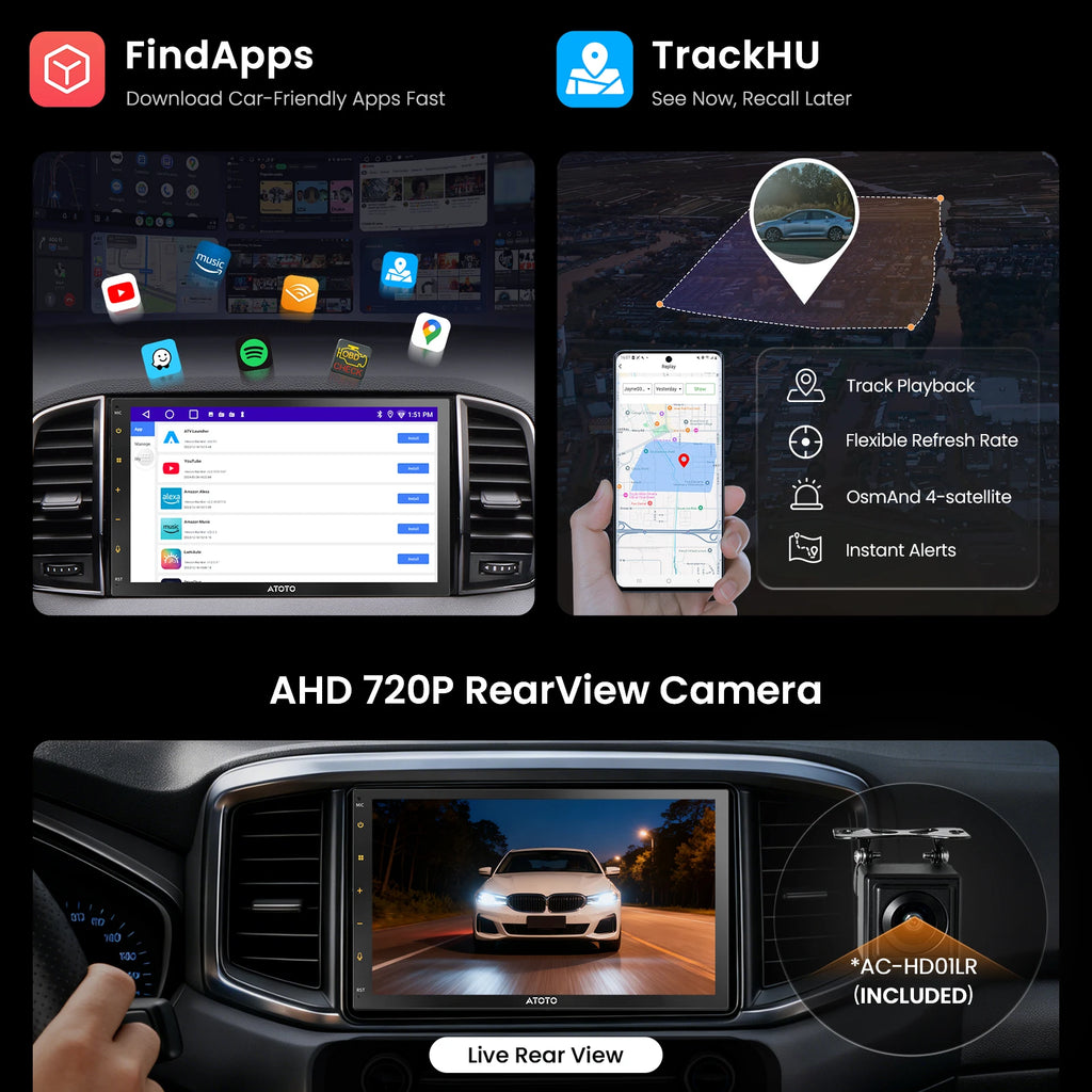 ATOTO A5L Android Double DIN Car Stereo with 7inch Touchscreen Car CarPlay Wireless Android Auto, Wi-Fi/BT/USB Tethering, 24EQ, Built-in AMP&DSP, HD LRV, MirrorLink, Backup Camera, 2G+32G