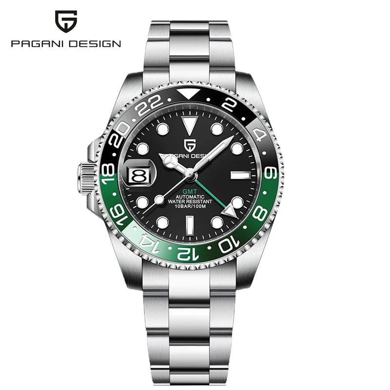 New PAGANI DESIGN 40MM GMT Mechanical Wristwatch Sapphire Ceramic Bezel Automatic Watch Stainless Steel 100M Waterproof Watches