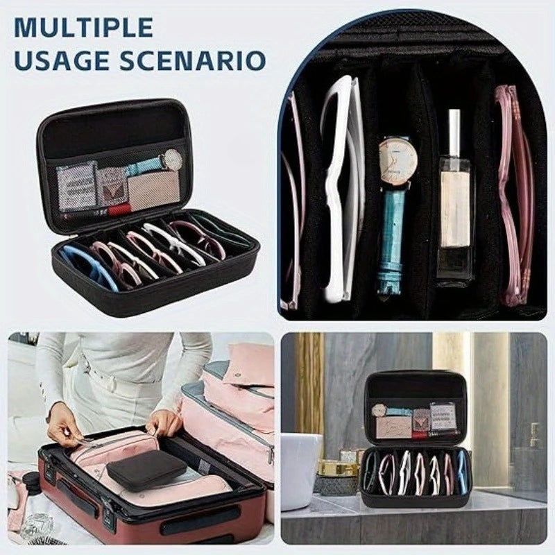 6/7 Compartment Adjustable Glasses Storage Box | Portable Glasses Organizer and Travel Storage Rack Estuche Para Gafas