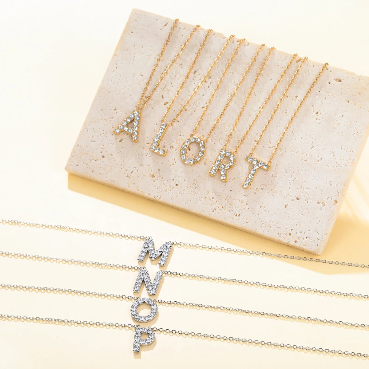 A-Z Initial Letter Necklace for Women Stainless Steel Gold Color Cubic Zirconia Alphabet Pendant Clavicle Chain Jewelry Gift