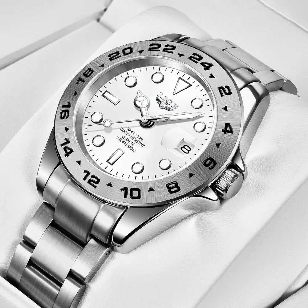 LIGE Hot Sell Men Watch Sport Mens Watches Top Brand Luxury  Military Waterproof Full Steel Quartz Clock Men Relogio Masculino