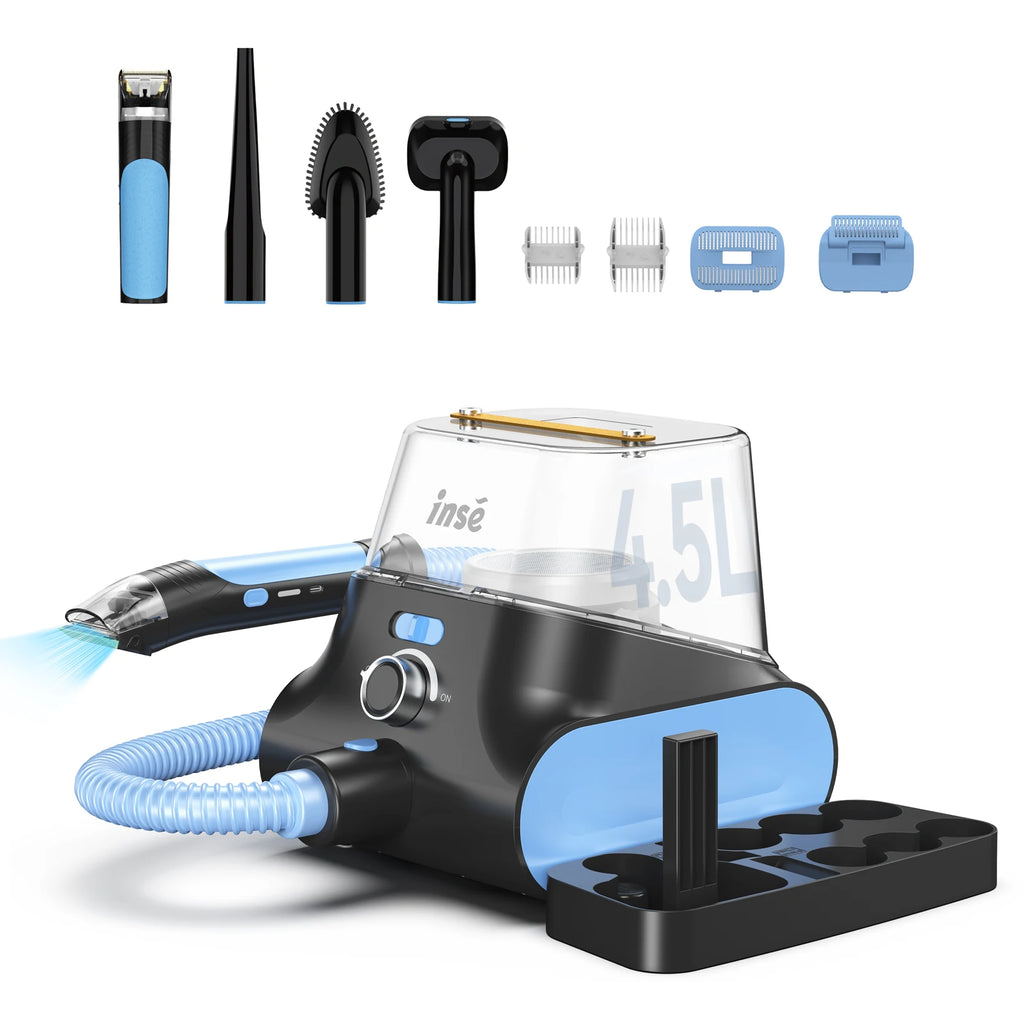 INSE P30 Dog Grooming Vacuum Ultra-Low Noise Pet Grooming Kits with 4.5L Large Capacity Dust Box Pet Clipper for Pet Hair Clean