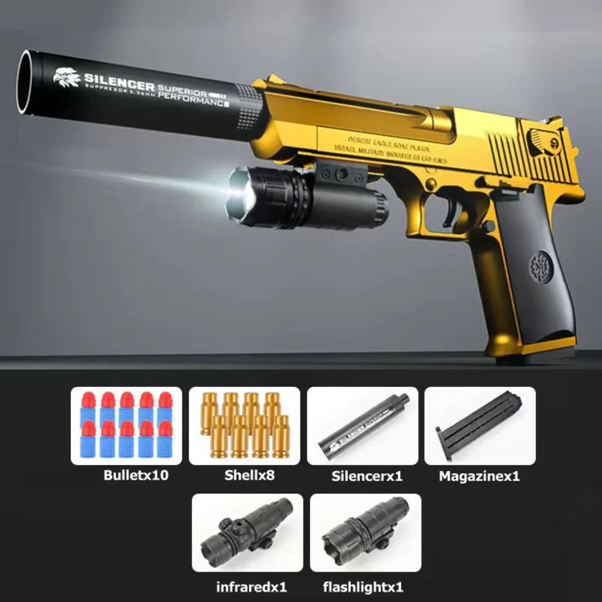 Desert Eagle Airsoft Toy Gun Shell Ejection Soft Foam Bullet Outdoor Shooting Prop Weapon for CS Halloween Cosplay Gift