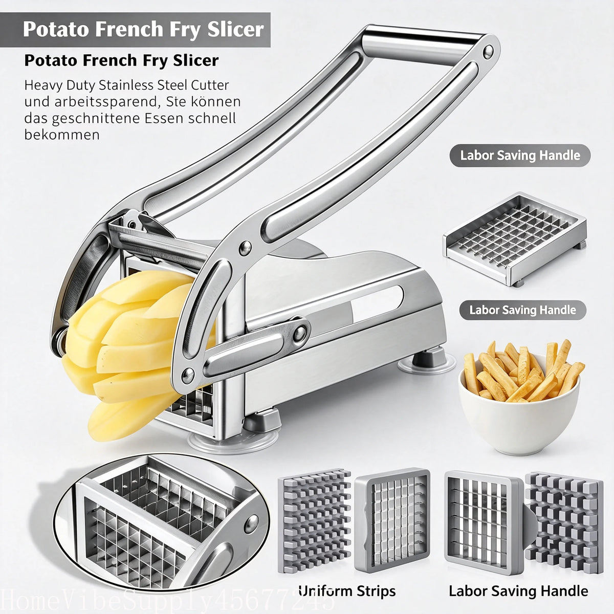 Stainless Steel Vegetable Cutter French Fry Cutter, Potato Slicer, Onion Chopper, Food Chopper, Fruit Cutter, French Fry Chopper, Vegetable Chopper, Chop Potatoes Carrots Cucumbers, Kitchen Supplies Kitchen Gadgets Kitchen Ad