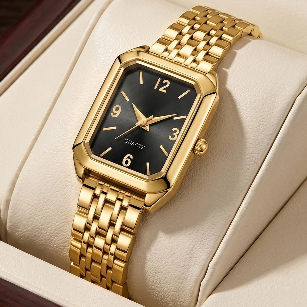 5Pcs/Set Unisex Jewelry Watches Women's Wristwatch Accessories Gold Fashionable Elegant Trendy Classic Exquisite Luxury Quartz Watches Y2K Party Gathering Daily Wear Birthday Holiday Gift Travel Vacation