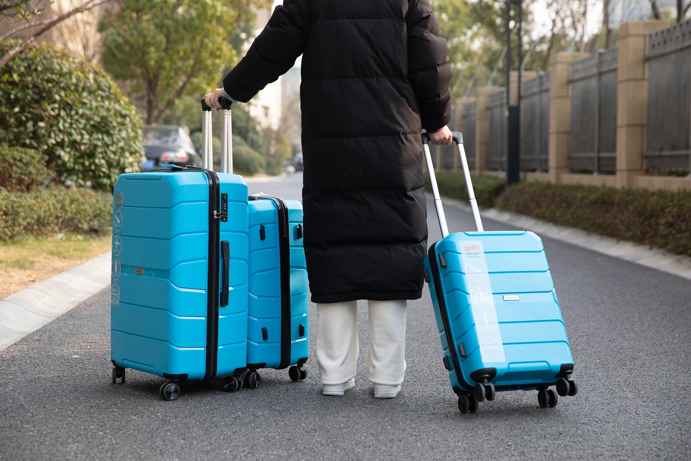 Travelhouse Hardshell Suitcase Spinner Wheels PP Luggage Sets Lightweight Suitcase With TSA Lock, 3-Piece Set (20/24/28)