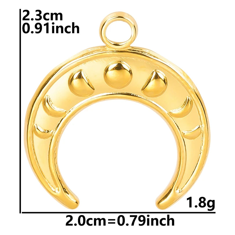 10pcs/lot Stainless Steel Crescent Moon Sun Pendants Moon Girl Friendship Mushroom Forest Charms Jewelry Making Findings No Fade
