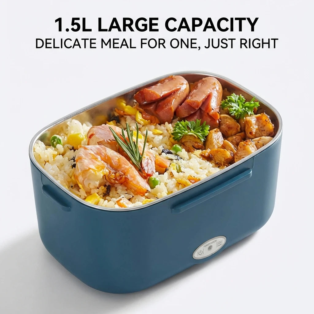 1.5L 60W Electric Portable Lunch Box Food Warmer – Leak-Proof Food Heater for Car or Home, Lunch Heating Microwave for Truckers