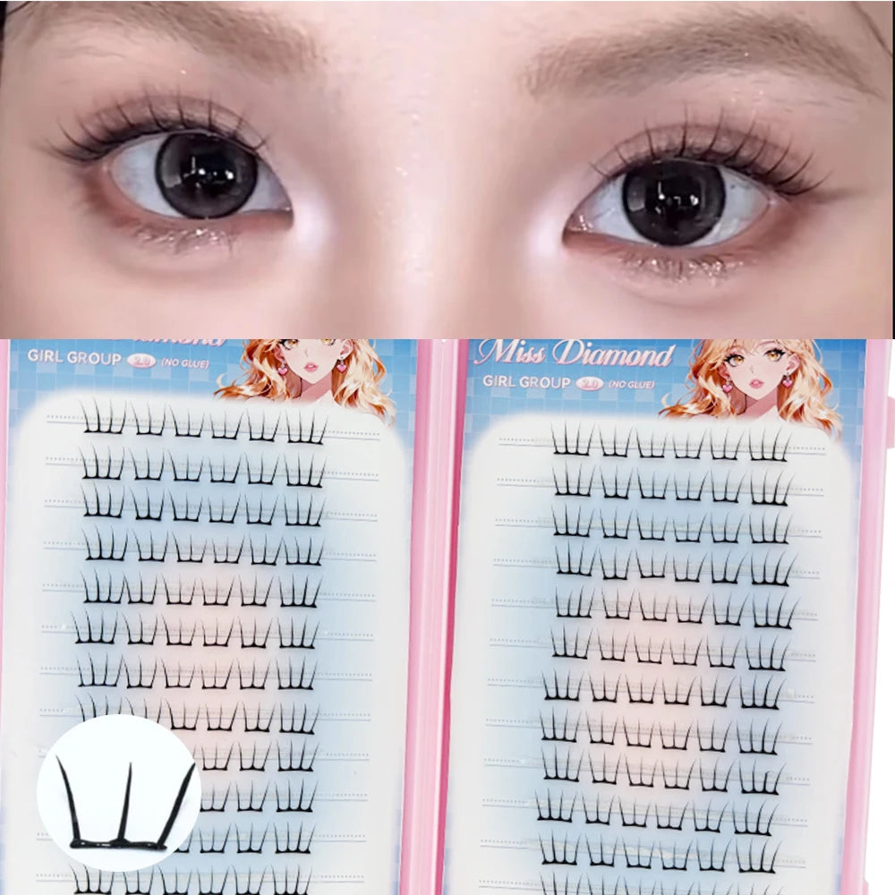 Large Capacity Korean Style Eyelashes Clusters Dense Comics Artificial Eyelashes Perfect Makeup Tool For Girls Enlarge Your Eyes
