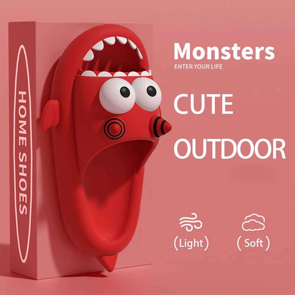Cute Big Eyed Clown Fish Slippers for Women Summer Bathroom Anti slip Thick Sole Cool Slippers for External Wear