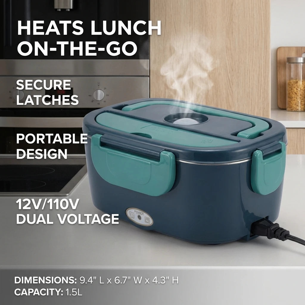 1.5L 60W Electric Portable Lunch Box Food Warmer – Leak-Proof Food Heater for Car or Home, Lunch Heating Microwave for Truckers