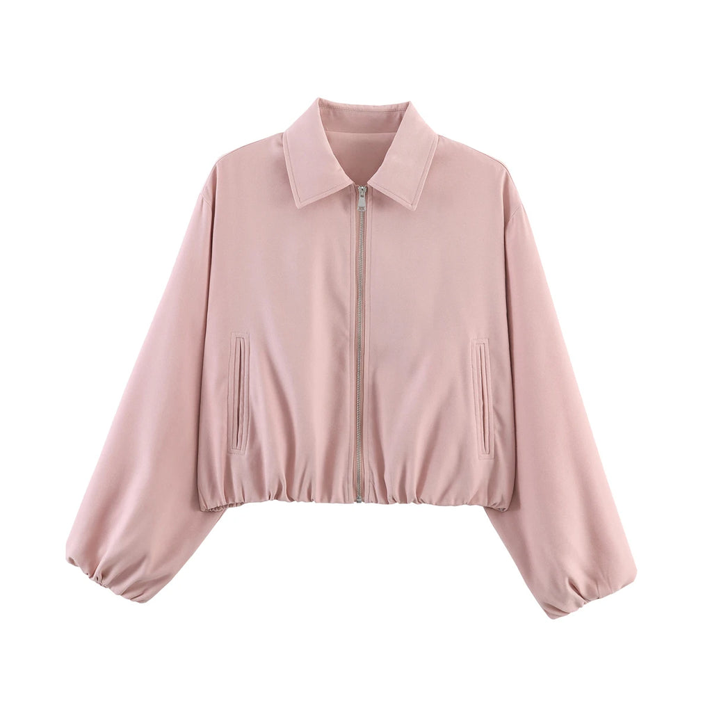 SLTNX Women's Bomber Jacket Zip Puffed Varsity Jackets for Women Cropped Demi-season Jacket for Women Coats New Outerwears