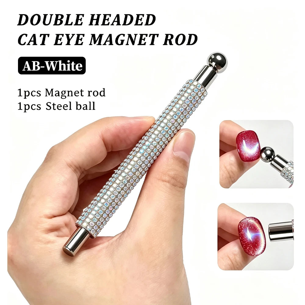 1/2Pcs Nail Cat Eye Magnetic Ball With Nail Magnetic Stick Tool Set Double-head Strong Magnet Pen 3D Cat Eye Gel Nail Supplies