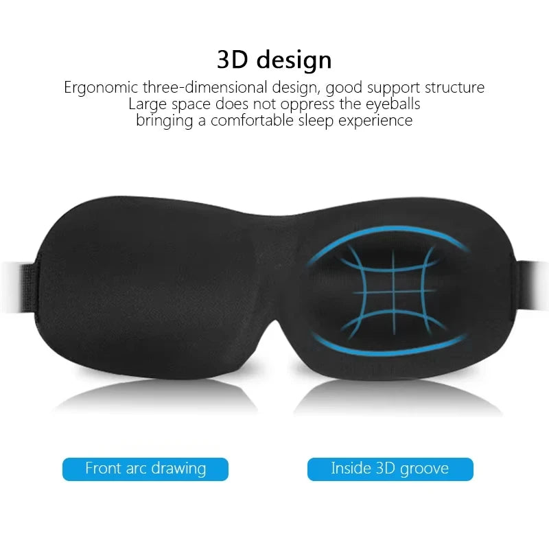3D Contoured Sleep Eye Mask Light Blocking Concave Blindfold for Deep Sleep Night Vision Men & Women