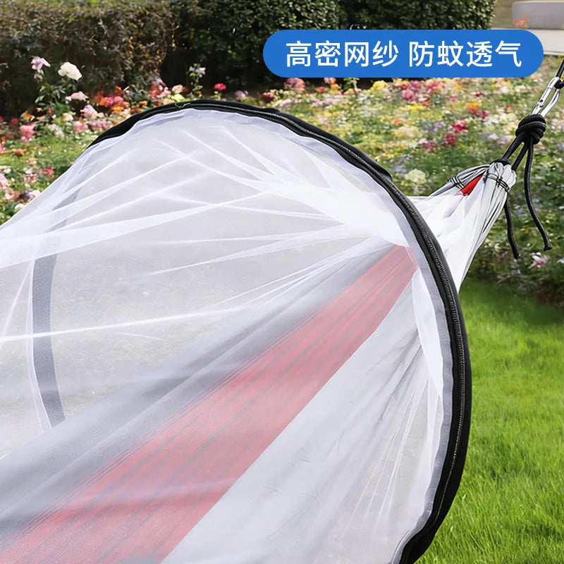 Outdoor Hammock with Built-in Mosquito Net, Portable Hanging Bed for Camping Leisure Travel
