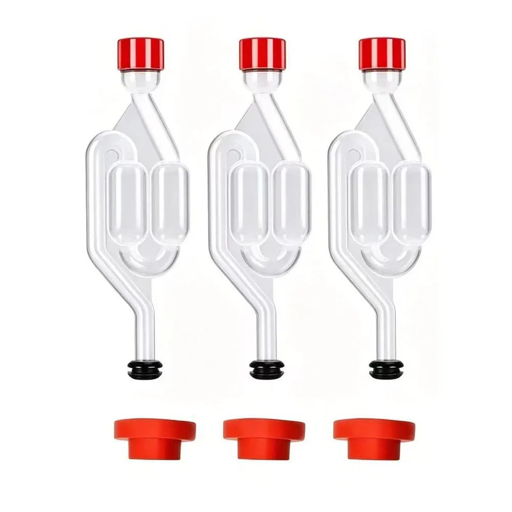 PP S-Shape Airlocks ,Homebrew Bubble Airlock Carboys Stopper & Fermenter Seal Valve with Food Grade Grommets Wine Making